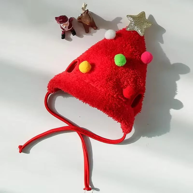 Dog Cat Christmas Hat Bib Costumes Santa Reindeer Winter Cute Cosplay Dress up Clothes for Xmas Party Kitten Puppy Pet Supplies