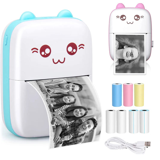 BNNAN Portable Mini Bluetooth Wrong Printer Mobile Phone Photo Title Note Print Pocket Student Error Label Printer for Children'S Gift