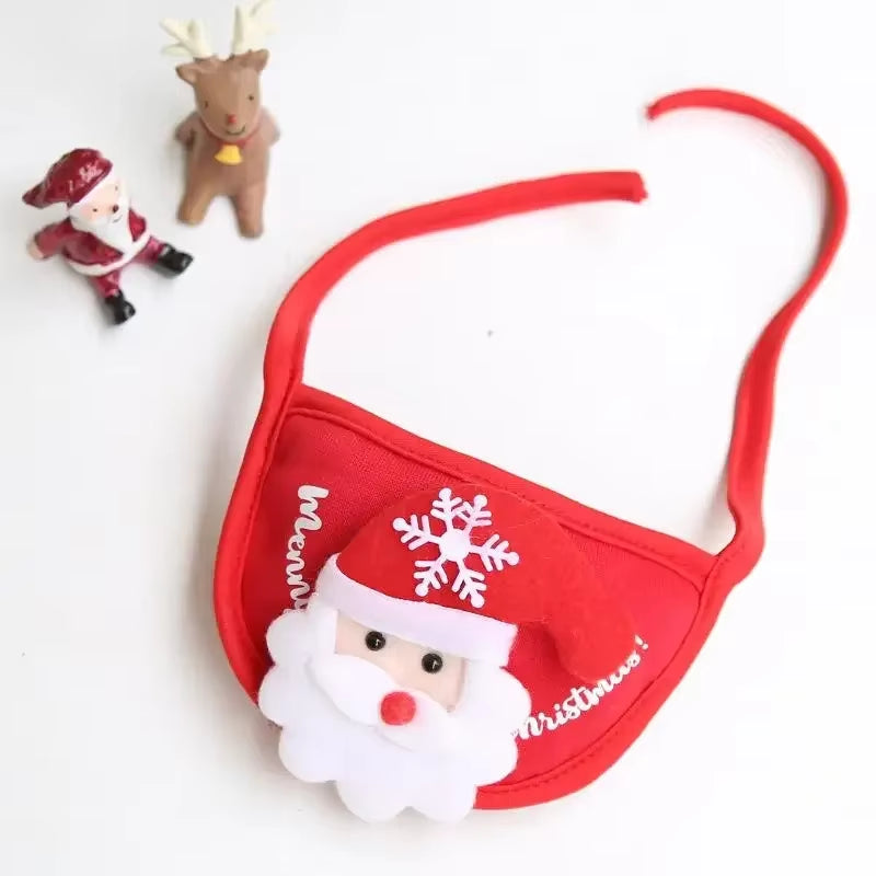 Dog Cat Christmas Hat Bib Costumes Santa Reindeer Winter Cute Cosplay Dress up Clothes for Xmas Party Kitten Puppy Pet Supplies