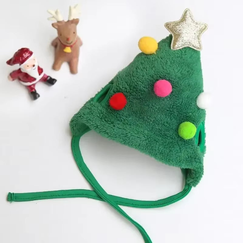 Dog Cat Christmas Hat Bib Costumes Santa Reindeer Winter Cute Cosplay Dress up Clothes for Xmas Party Kitten Puppy Pet Supplies